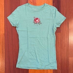 Aeropostale | Teal Short Sleeve Tee with Rose Graphic NWOT | Size M